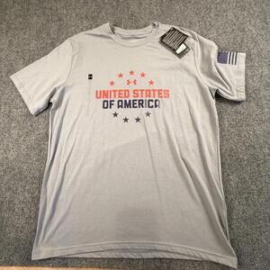 Under Armour Men's Loose Fit HeatGear USA T-Shirt, Large, Gray #1212‎